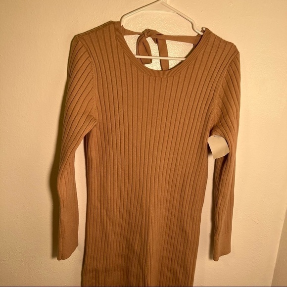 Wayf x BFF Hollie Long Sleeve Sweater Dress Camel - Picture 6 of 13
